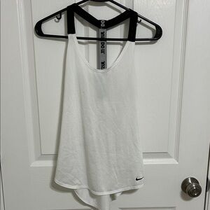 Nike Women's White and Black Just Do It Strap Tank Top